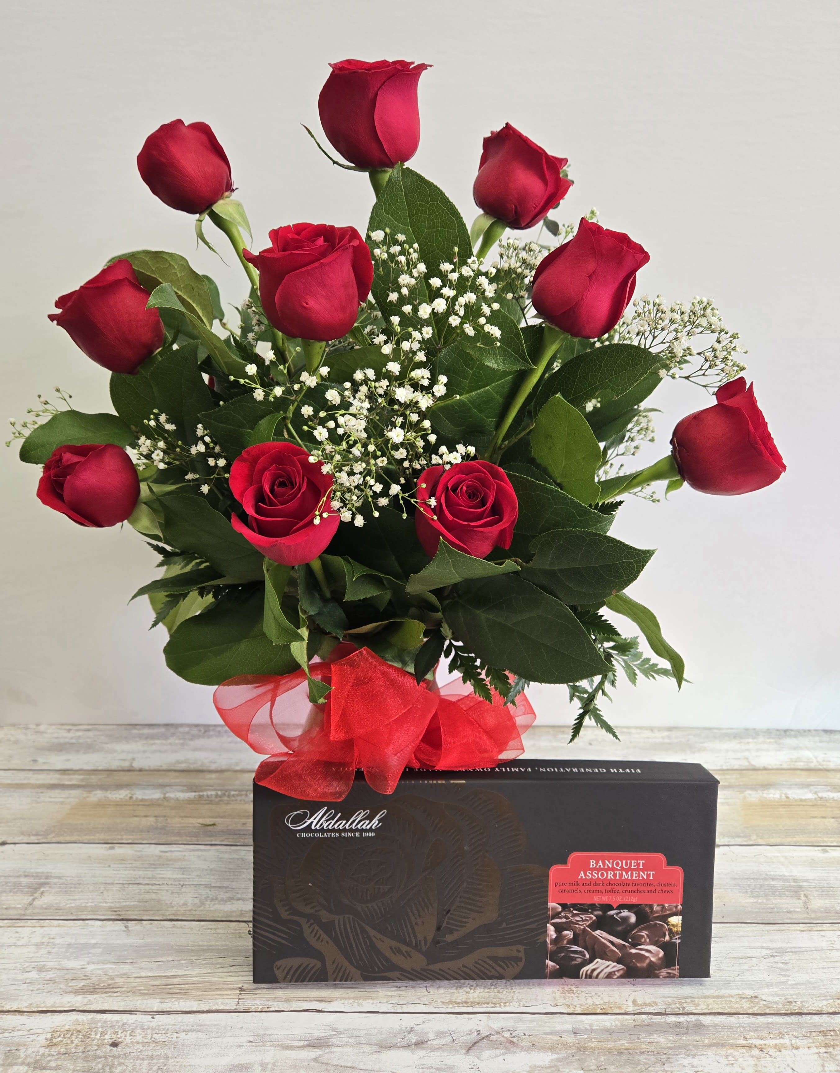 Classic Dozen with Chocolate Flower Bouquet