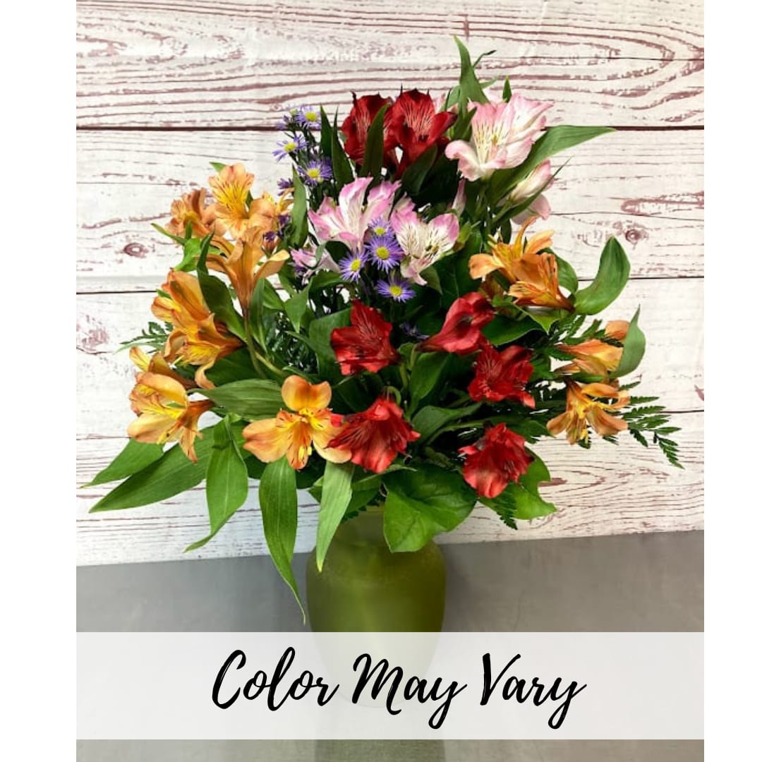 WEB-EXCLUSIVE SALE! NOW $5 OFF! Alstroemeria & Asters Vase Flower Bouquet