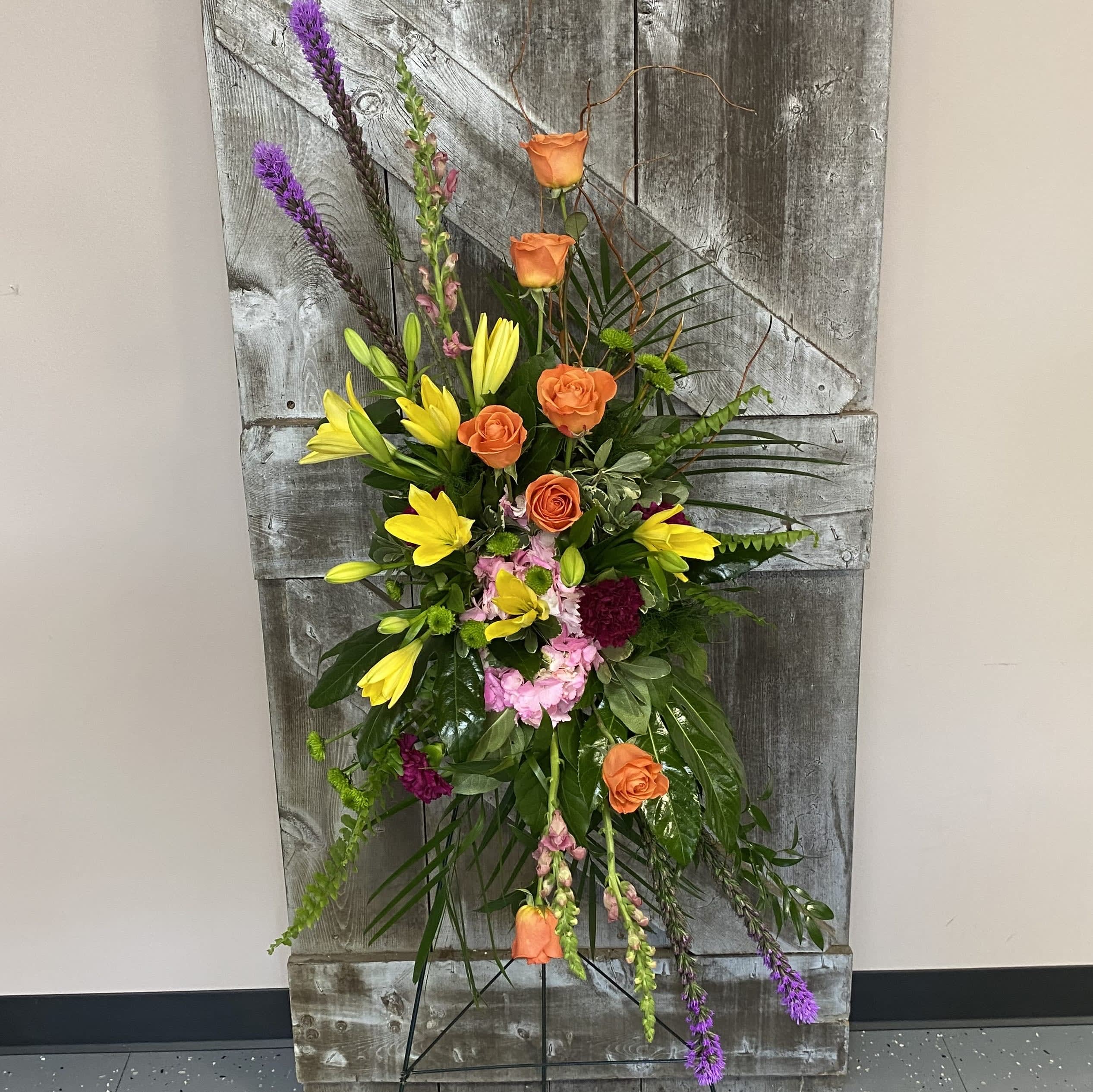Blessed and Bright Easel Spray Flower Bouquet