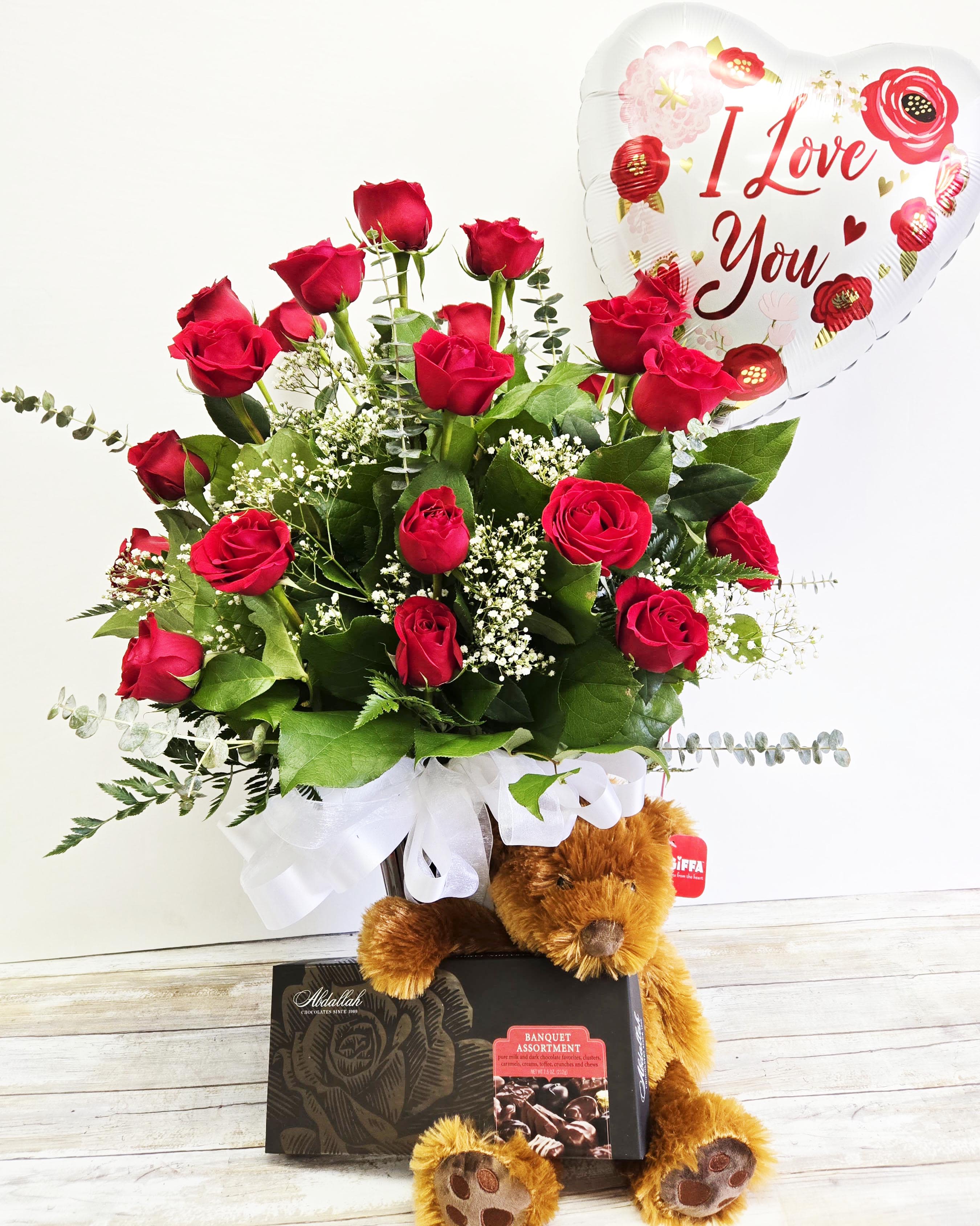 Classic 24 Rose Arrangement with Add-Ons Flower Bouquet