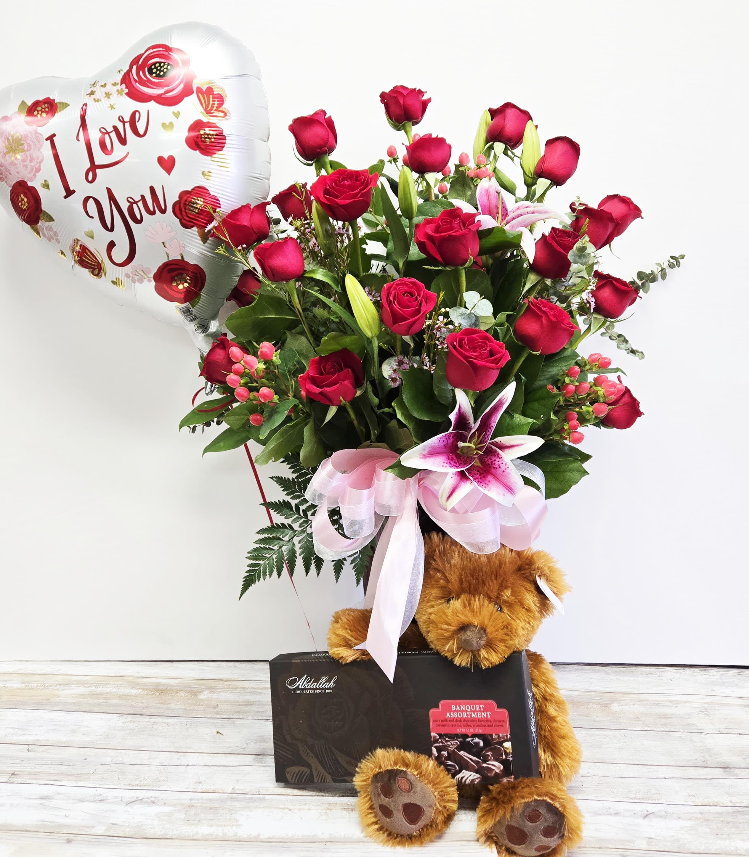 Super Deluxe 24 Rose Arrangement with Add-Ons Flower Bouquet