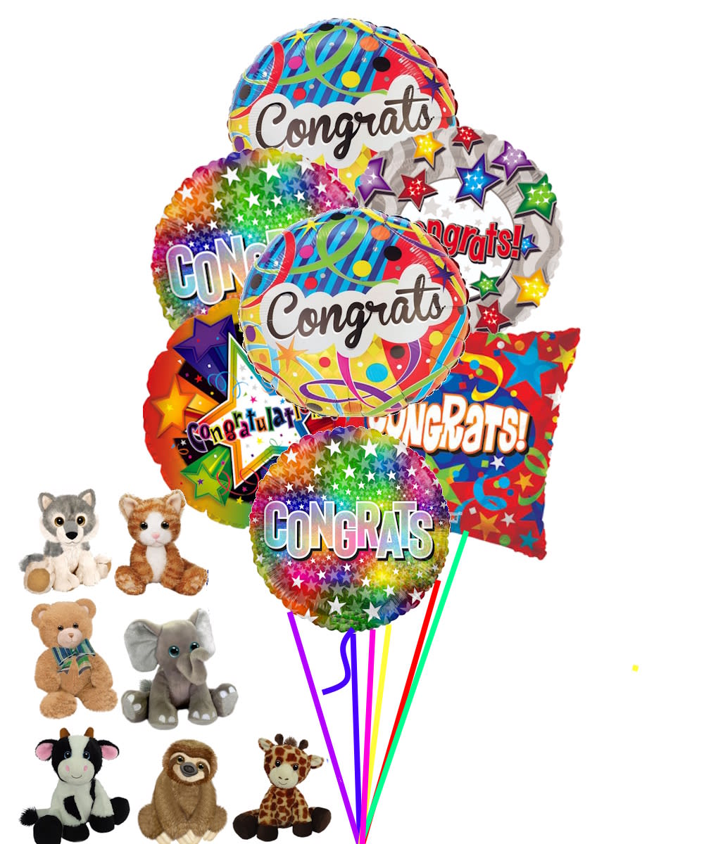 7 Congrats Balloons with Choice Of Plush