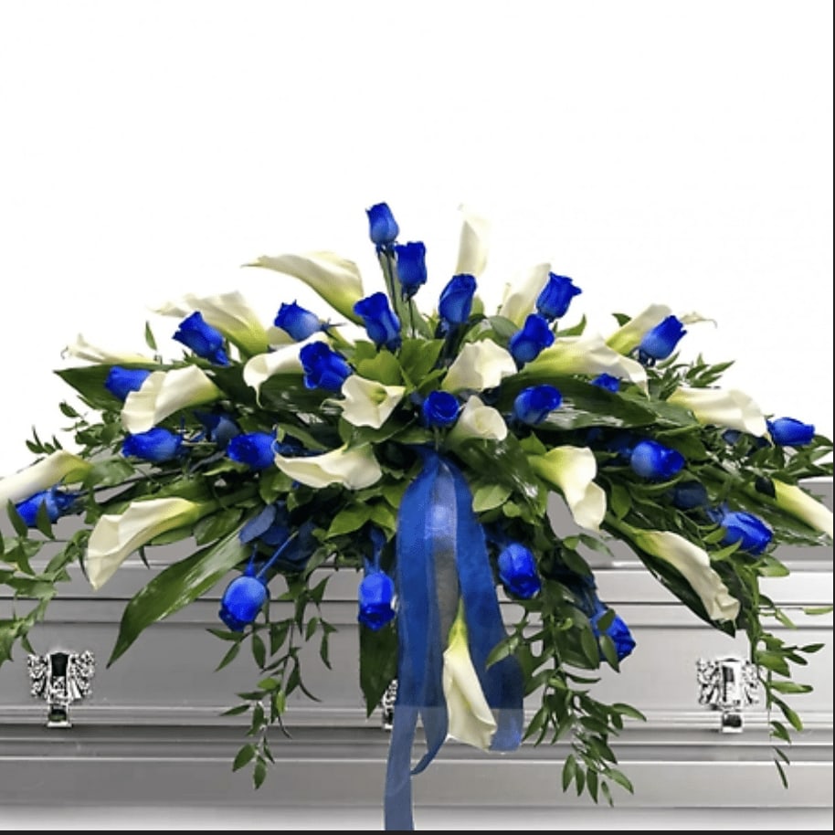 Blue and White Lily Casket