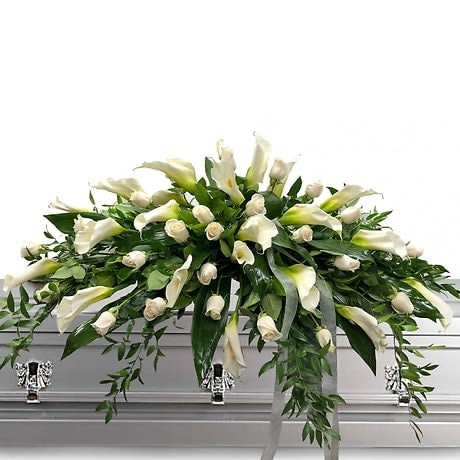 White Rose and Calla Lily Casket