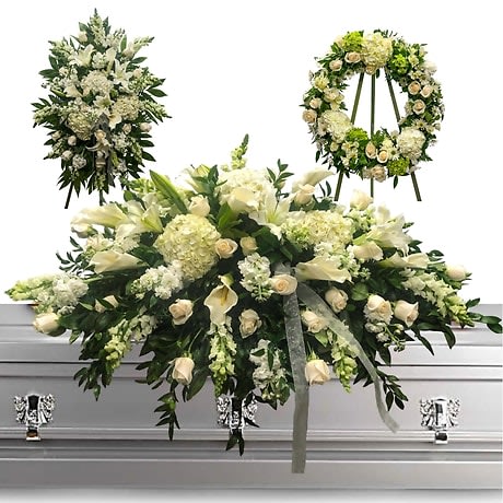 White 3 pc Set Flower Bouquet