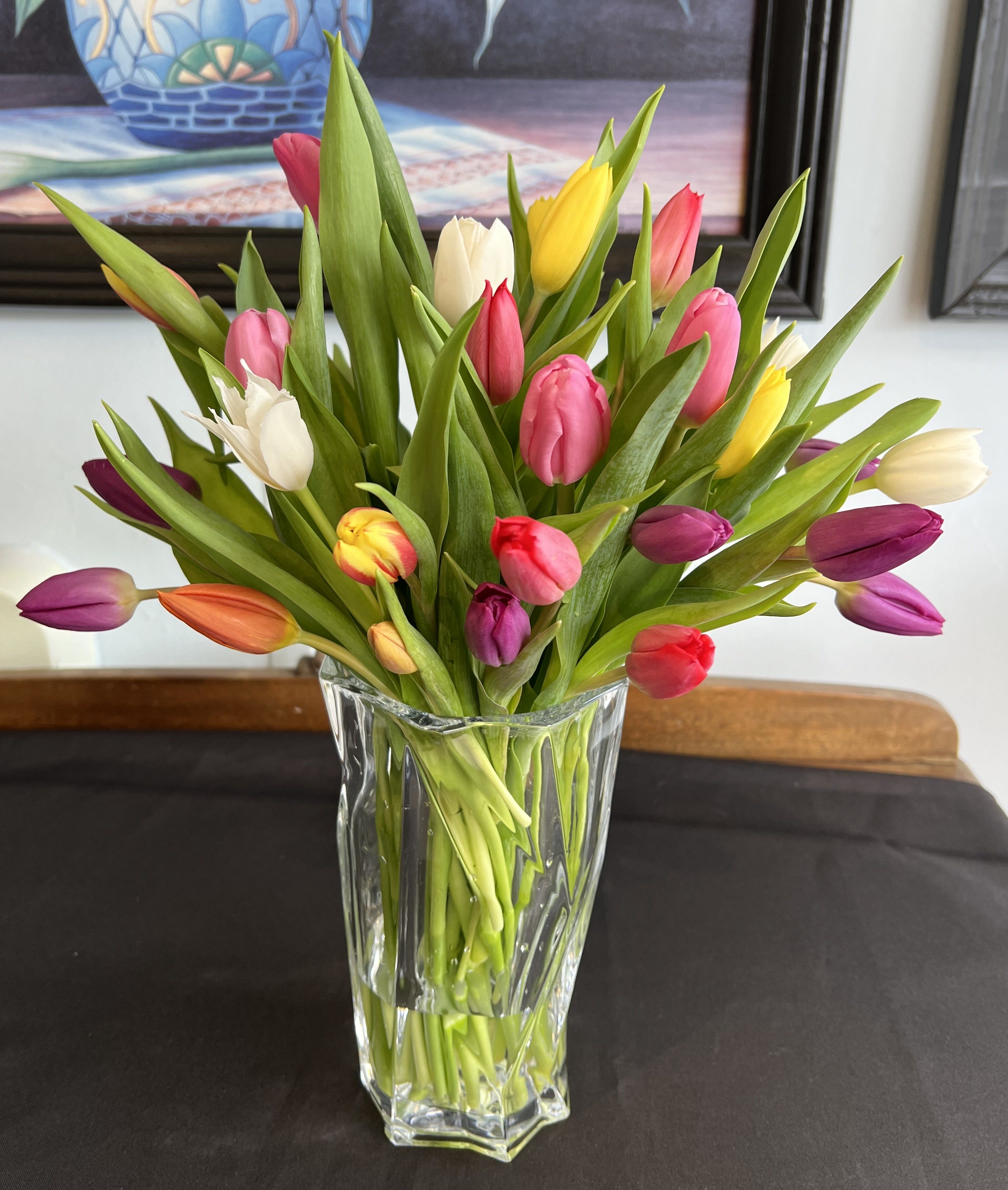 Colorful Tulips In A Vase
