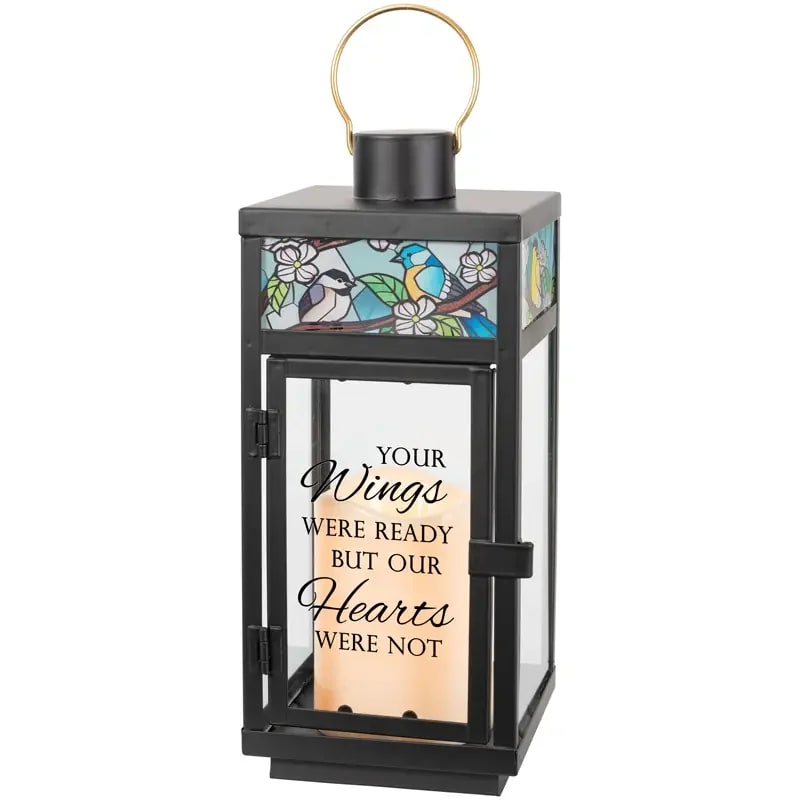 Wings Were Ready" Stained Glass Top Lantern