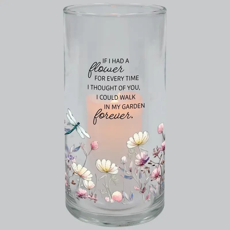 Flower Garden Hurricane Candle