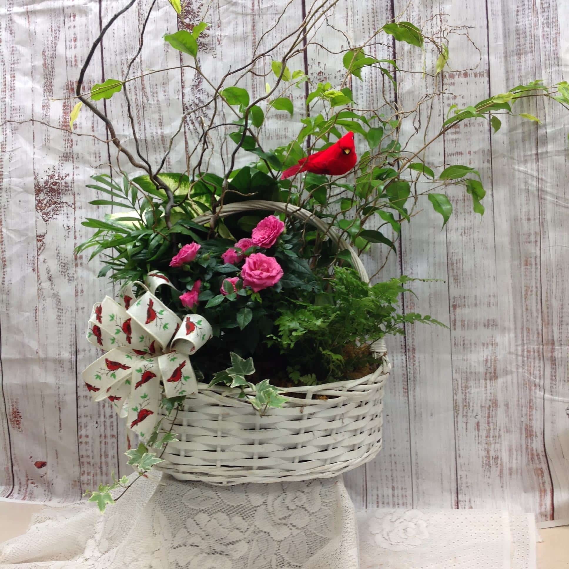 Large Green Plant Basket Flower Bouquet