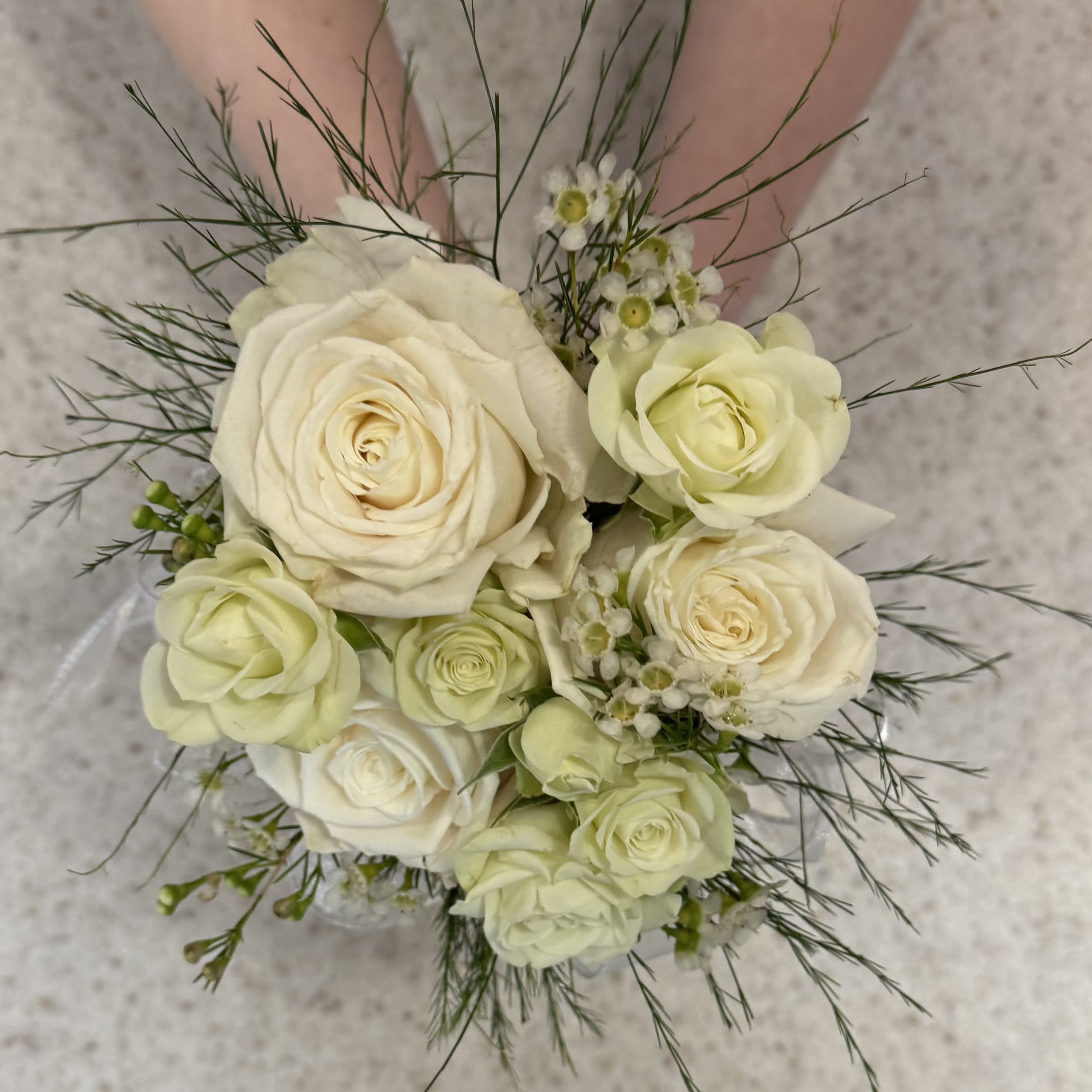White Rose Prom Bouquet