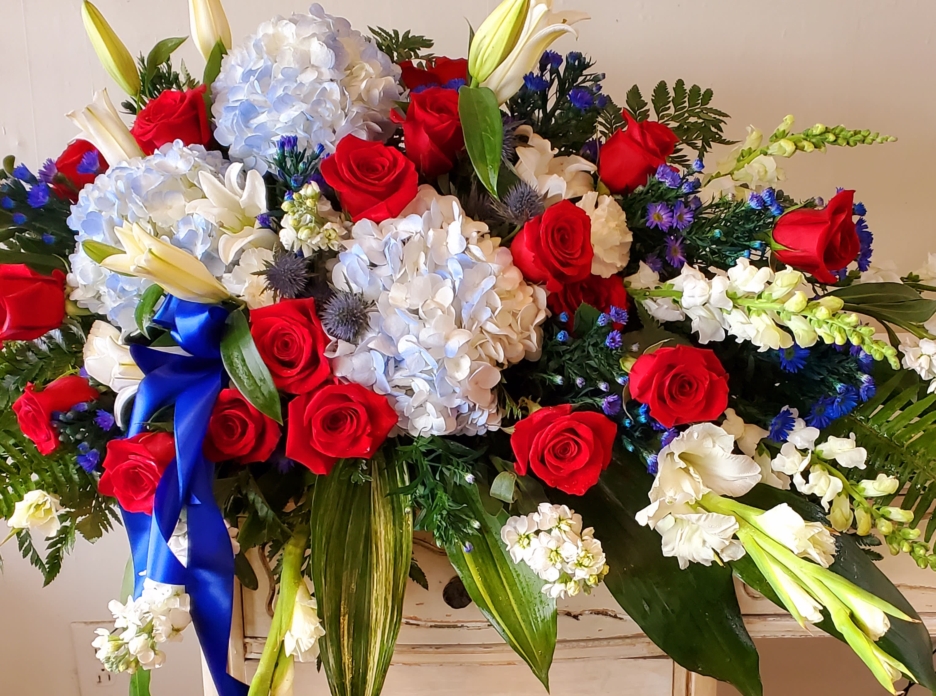 Distinguished Service Casket Spray Flower Bouquet