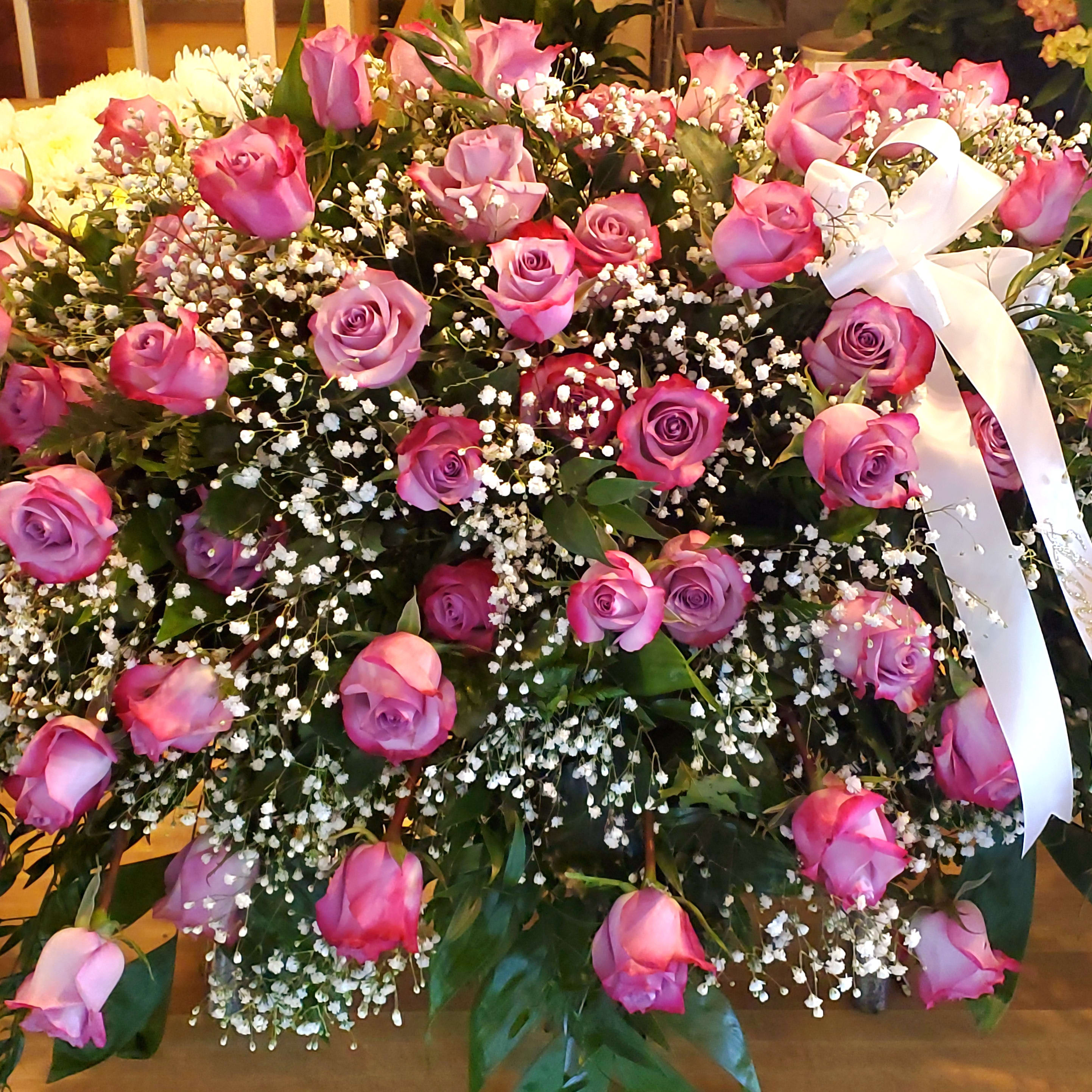 Lavender Rose Tribute Casket Spray Flower Bouquet