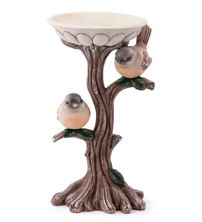 2 Birds on a Branch Bird Bath Flower Bouquet