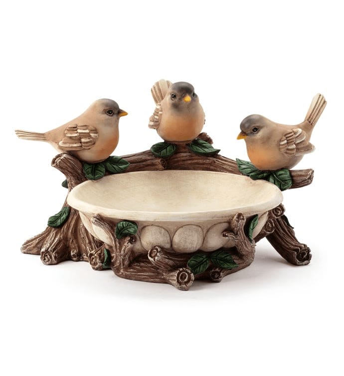 3 Birds on a Branch Bird Bath Flower Bouquet