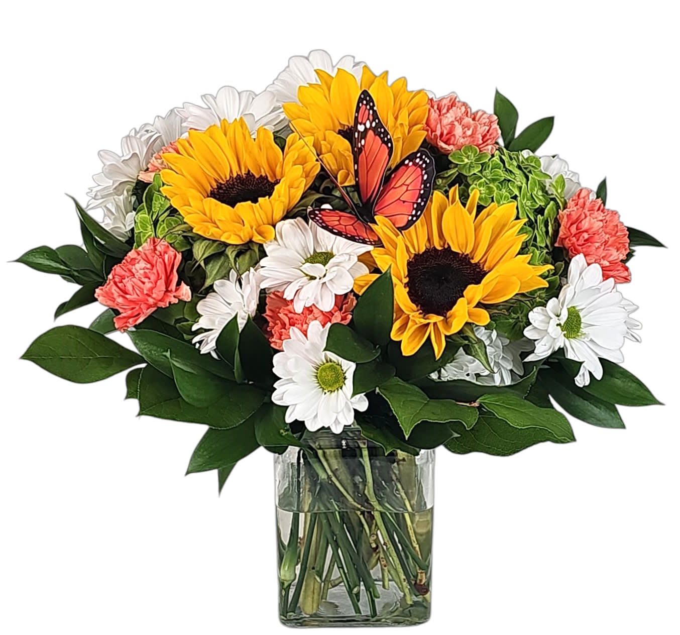 Tangerine W/Butterfly Flower Bouquet