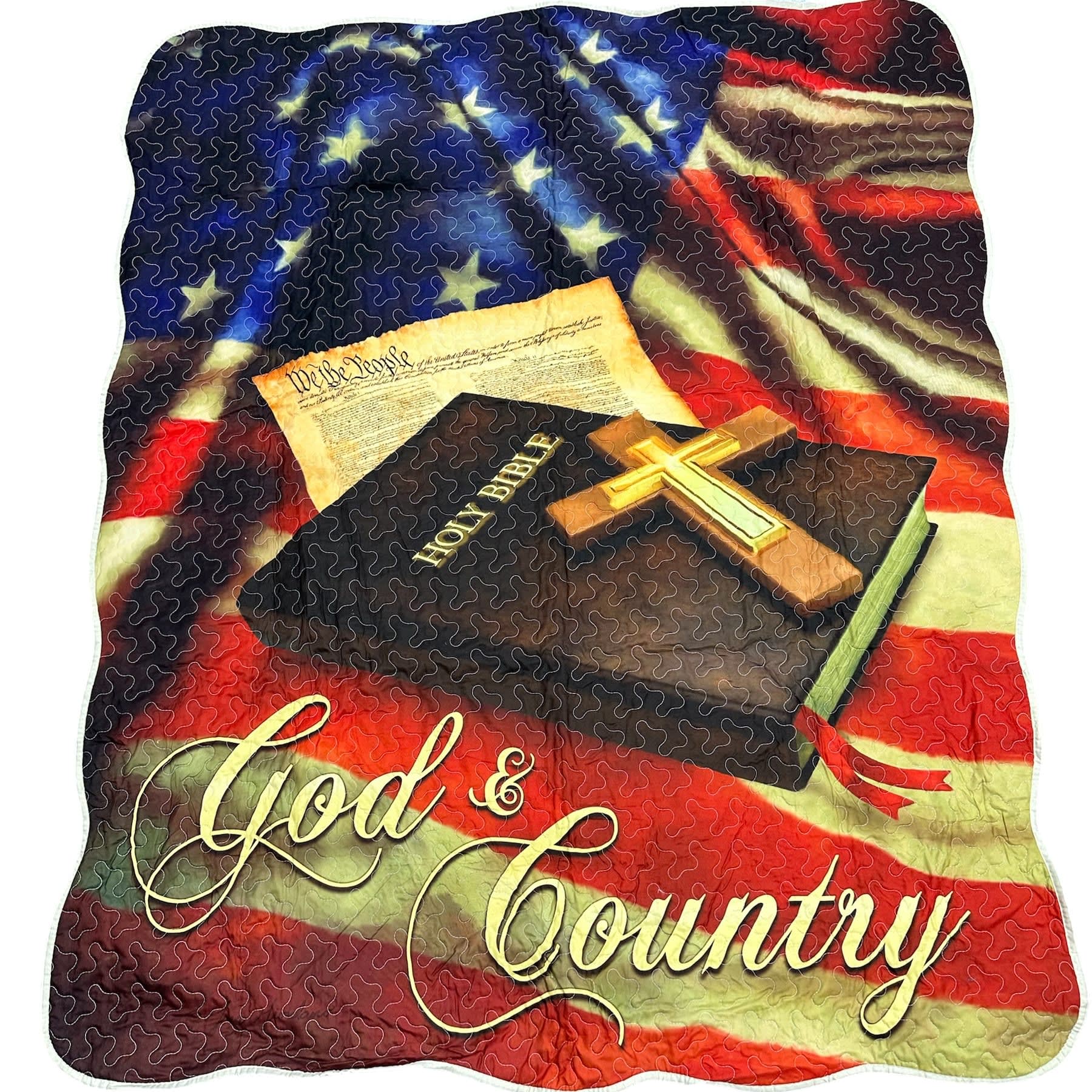 God & Country Inspirational Quilt Flower Bouquet