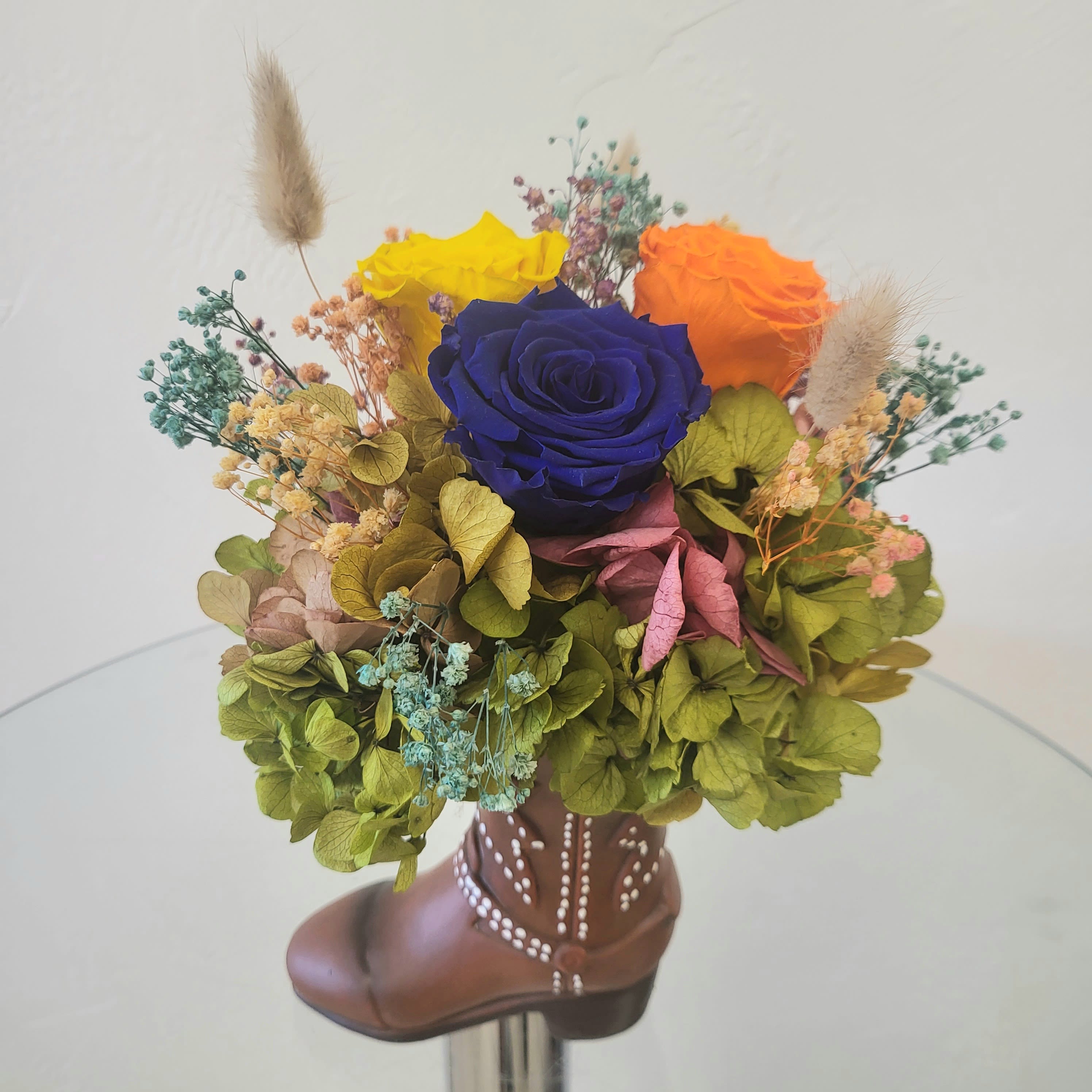 Cowboy Boots Preserved Flowers Flower Bouquet