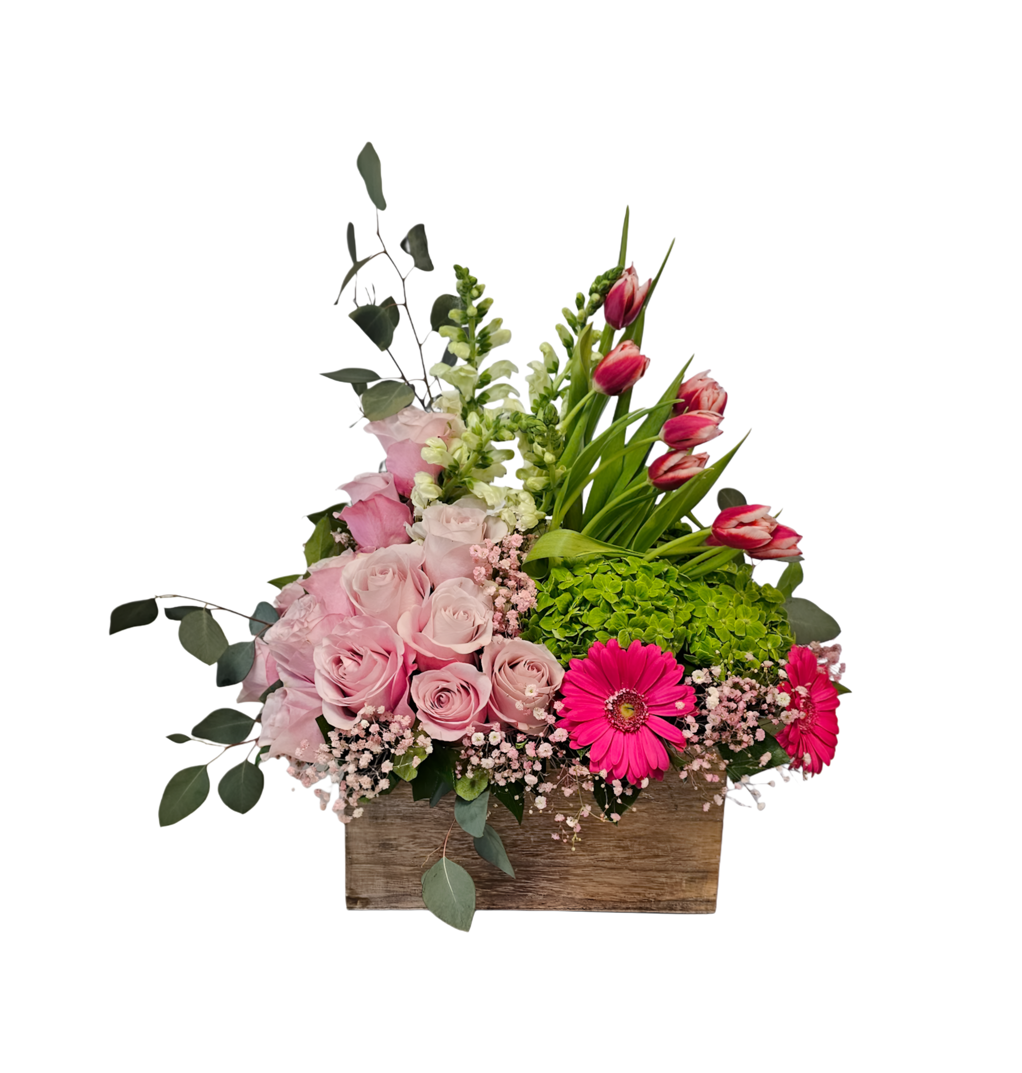 EA-15 Arreglo de rosas, gerberas, hortensias y tulipanes