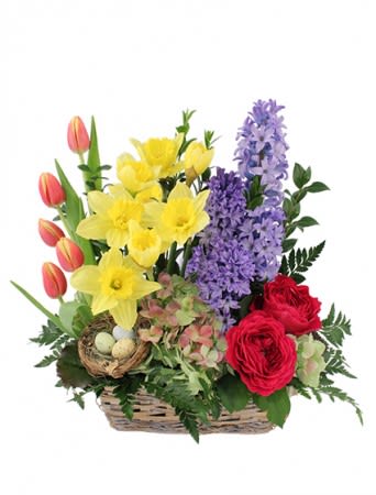 BLISSFUL GARDEN FLOWER BASKET Flower Bouquet