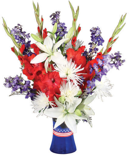 RED WHITE & TRUE BLUE FLORAL ARRANGEMENT