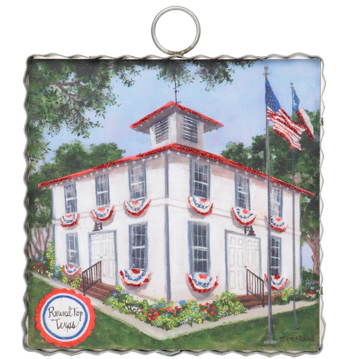 Mini Round Top Square Print Flower Bouquet