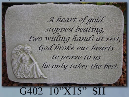Heart of Gold Memorial Stone on Stand