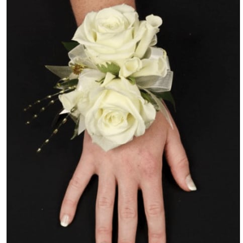 White Rose Glitter Corsage