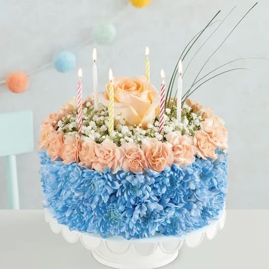 Birthday Wishes Flower Cake Coastal Flower Bouquet