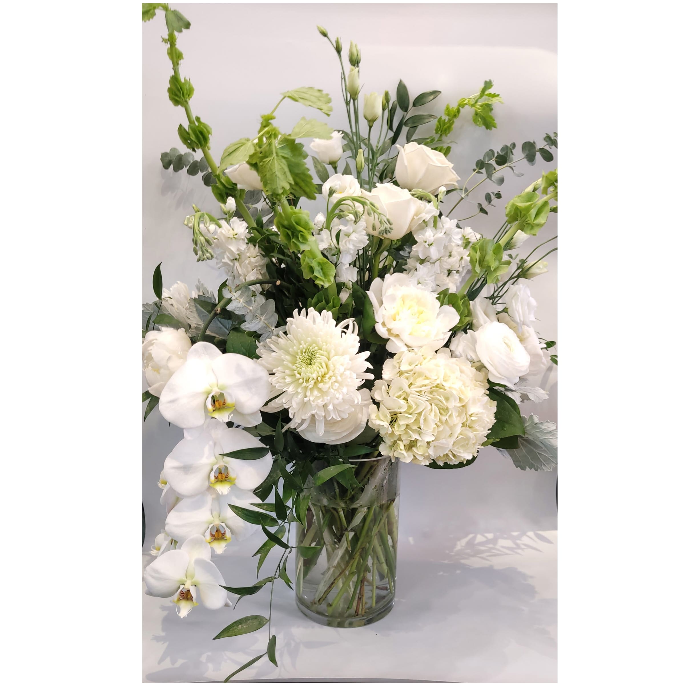 Whispering White Vase Arrangement Flower Bouquet
