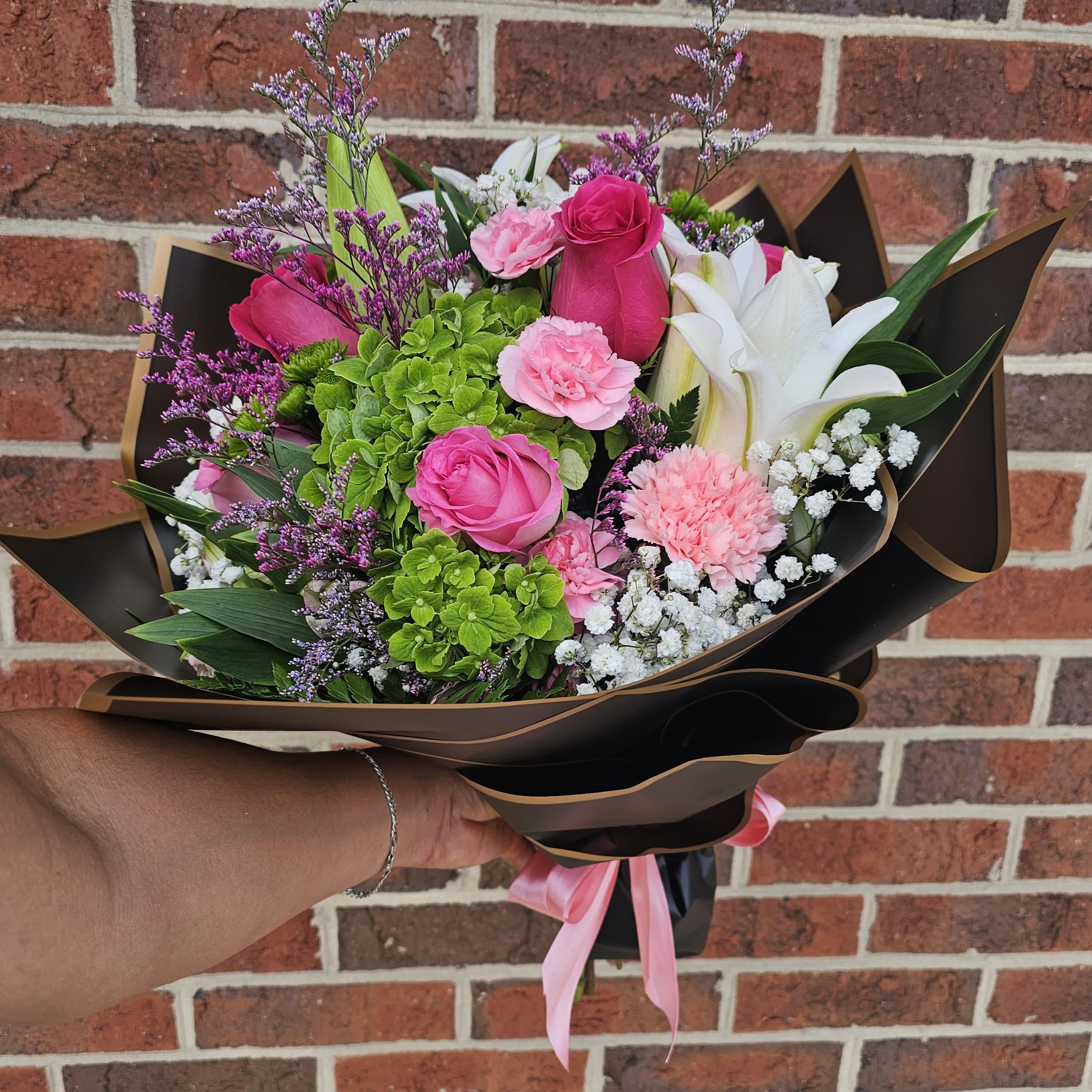 Radiant Ruby Wrapped Bouquet Flower Bouquet