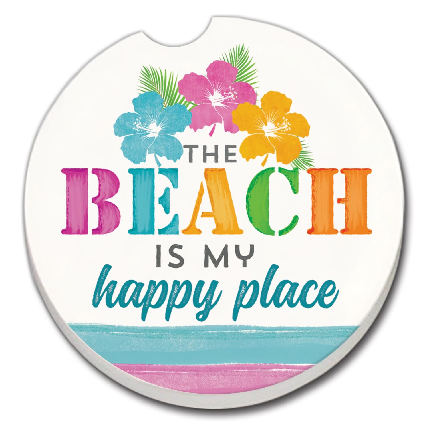 Car Coaster - Beach Happy Place Flower Bouquet