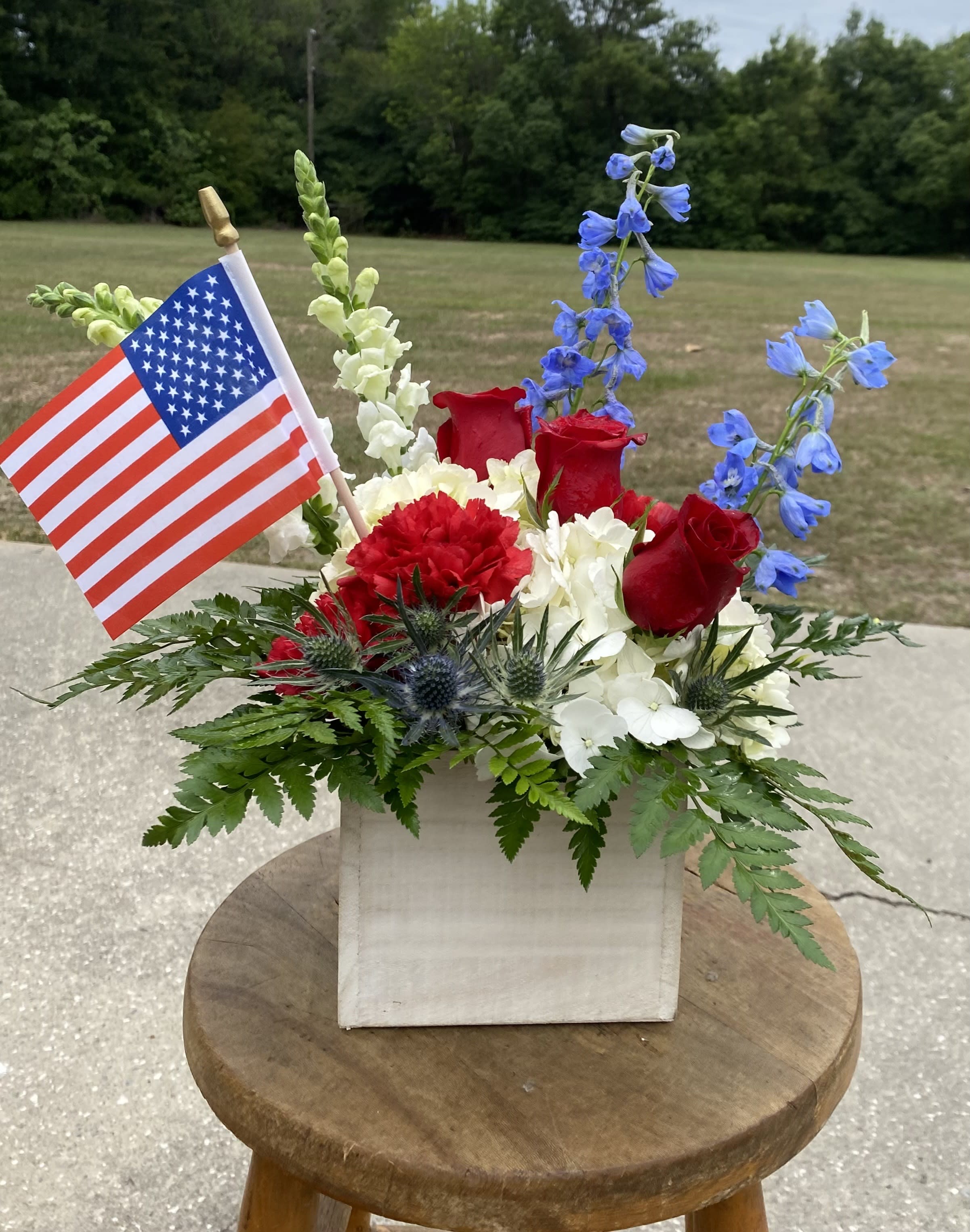 Red, White and You Flower Bouquet
