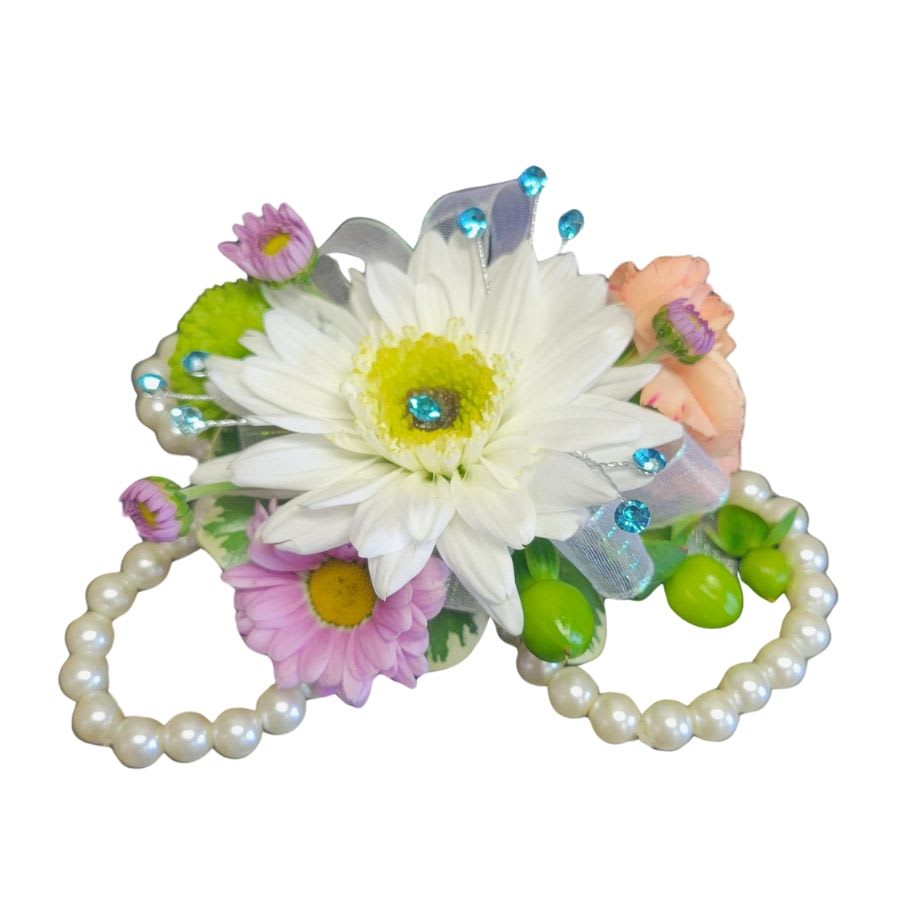 Multi-Flowers with Greenery Corsage Flower Bouquet
