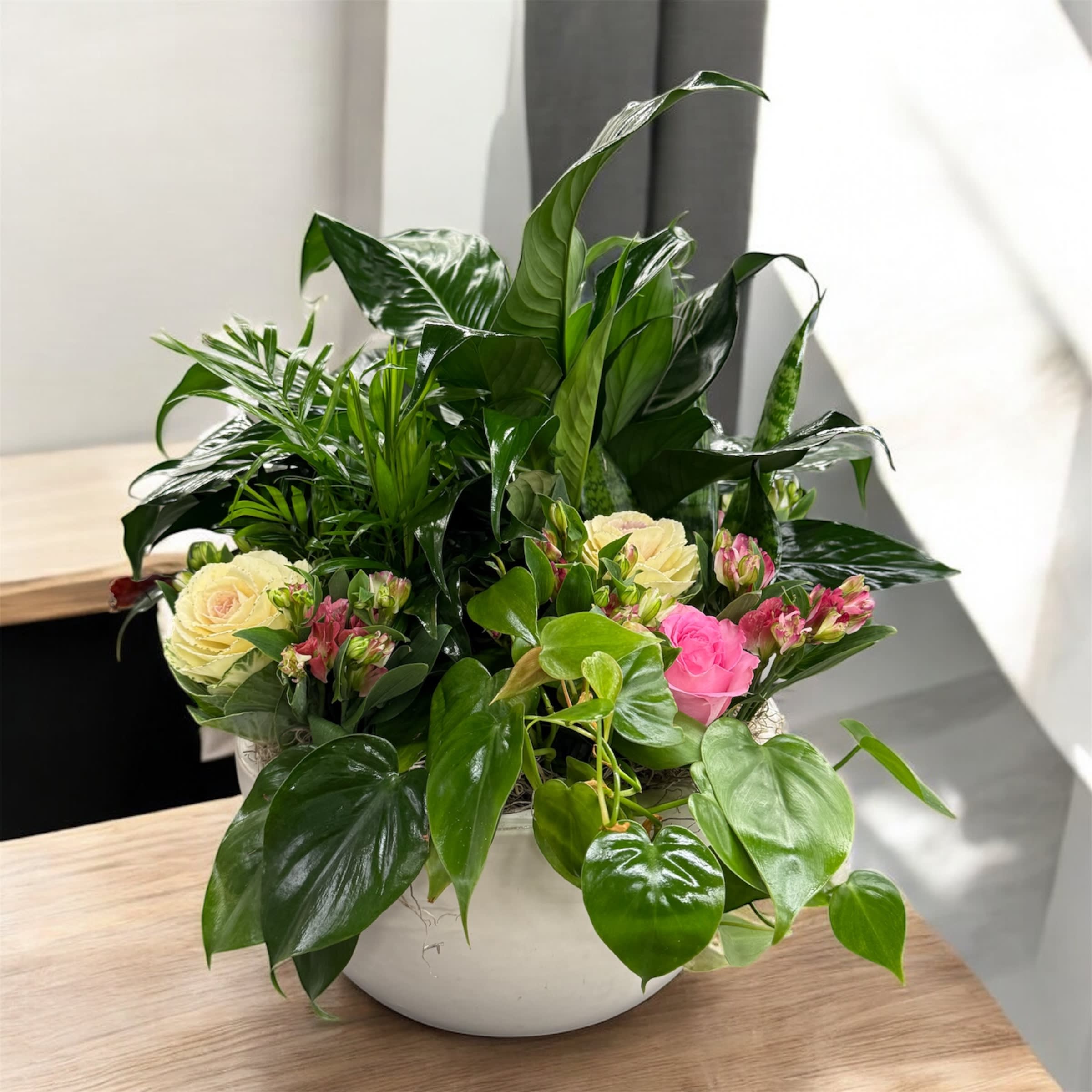 Dish Garden With Fresh Flowers