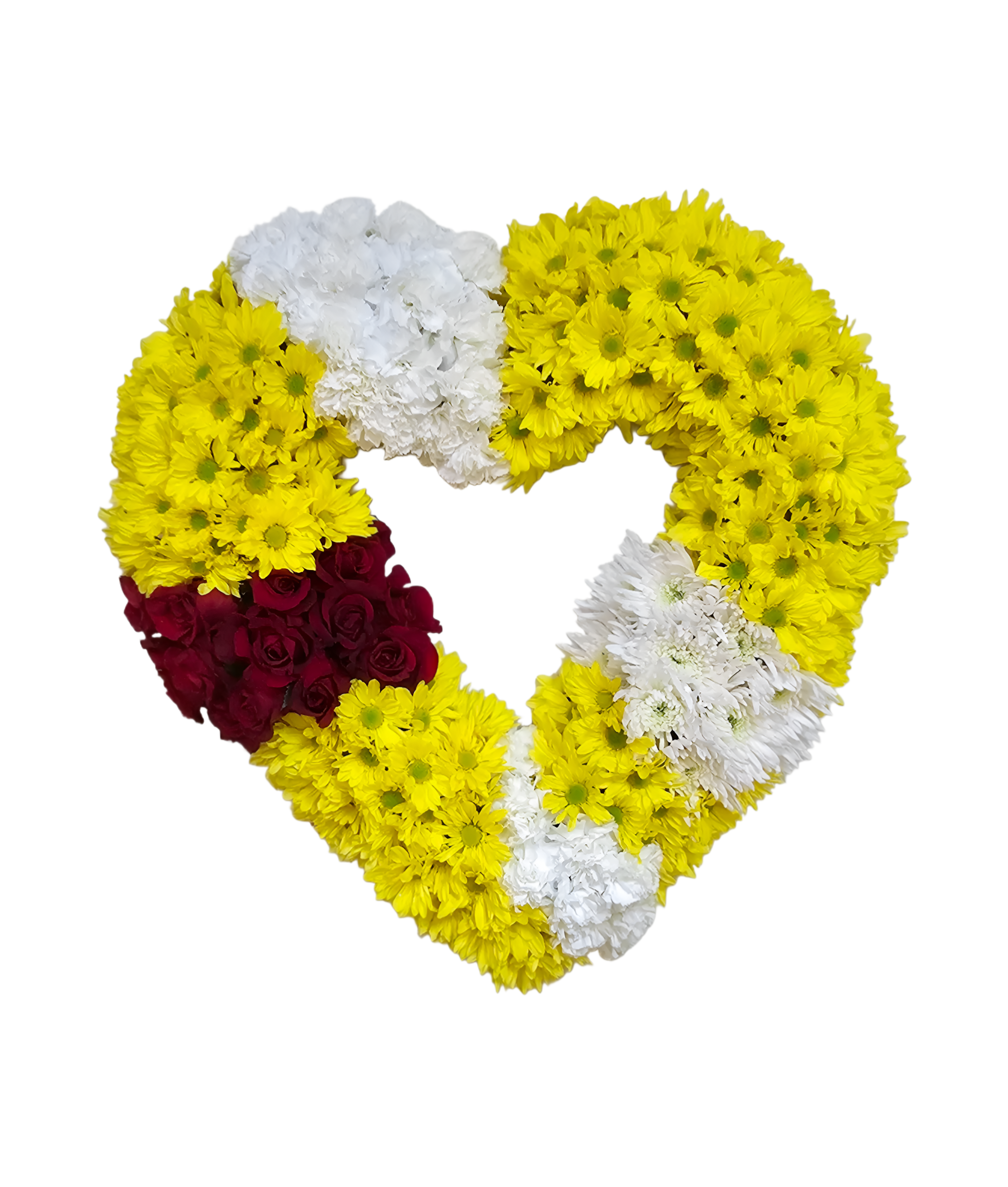 C-24 Corona en forma de corazón de margaritas, rosas, claveles y spiders Flower Bouquet