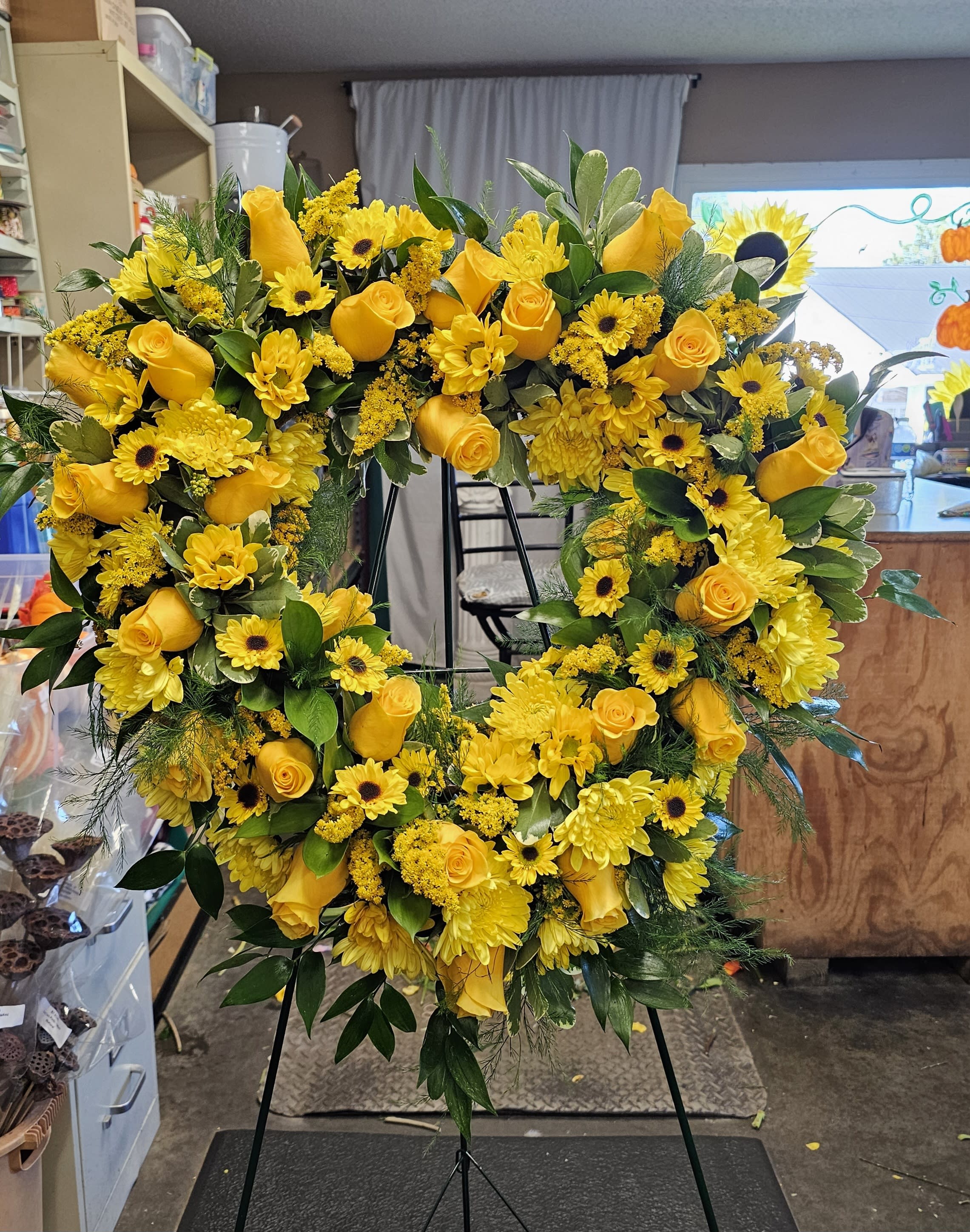 Yellow Filled Heart Spray Flower Bouquet
