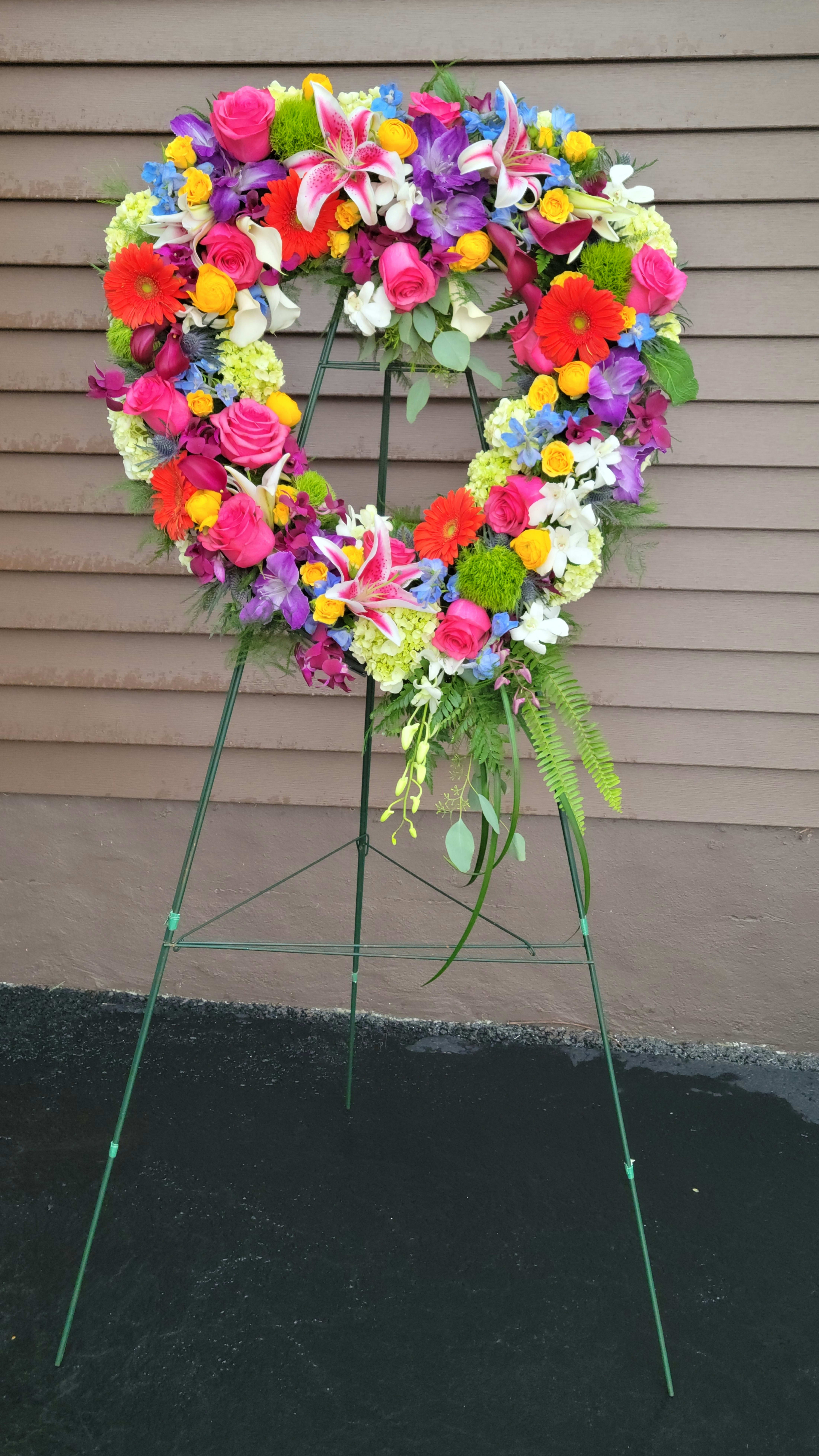 Bright Colored Filled Heart Spray Flower Bouquet