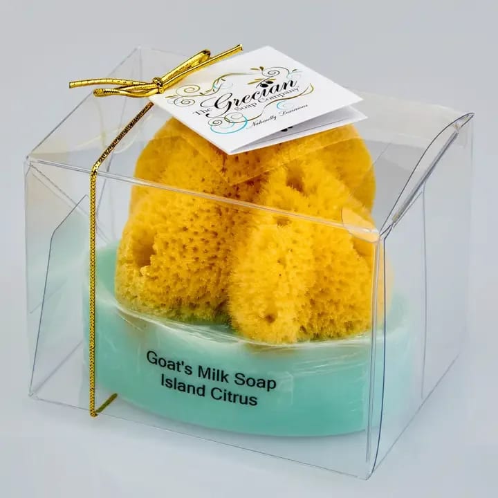 Goat Milk; Exfoliating Soap Bar with Sea Sponge, Island Citrus