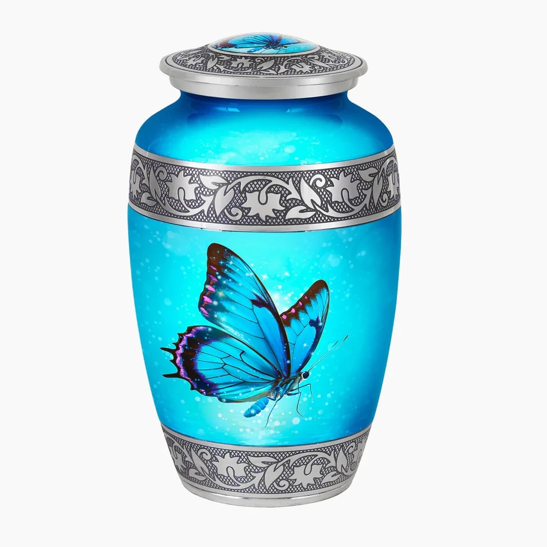 Blue Butterfly Cremation Urn