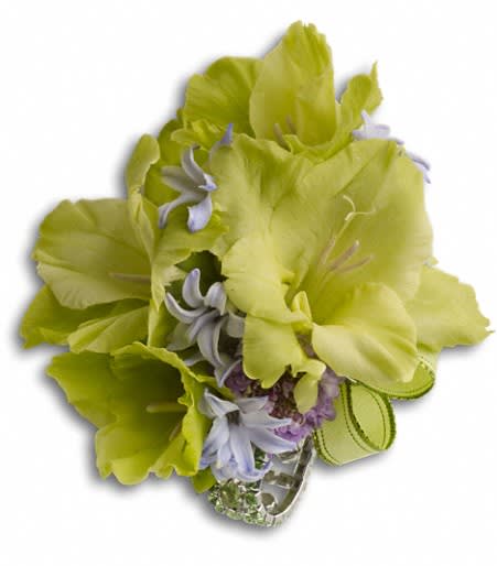 Soft Green Glamour Wristlet Flower Bouquet