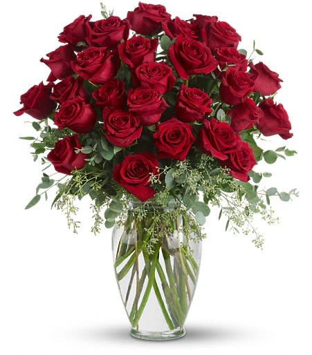 Forever Beloved - 30 Long Stemmed Red Roses Flower Bouquet