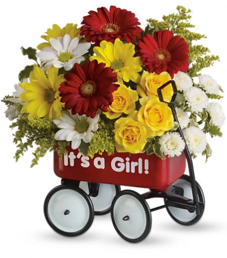 Baby's First Wagon - Girl Flower Bouquet