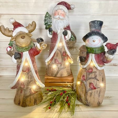 Lighted Holiday Statues With Cardinals