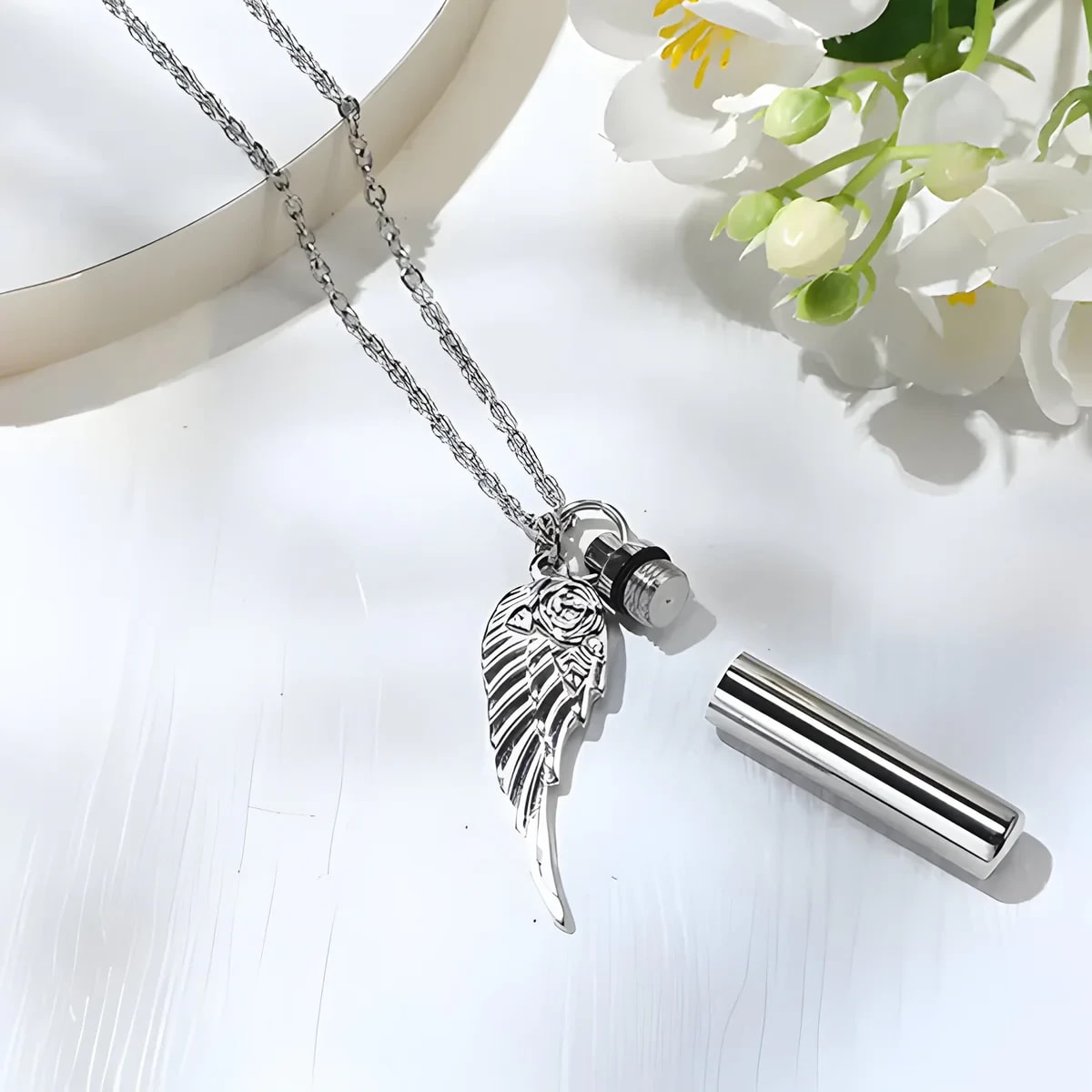 Angel Wing Keepsake Cremation Necklace