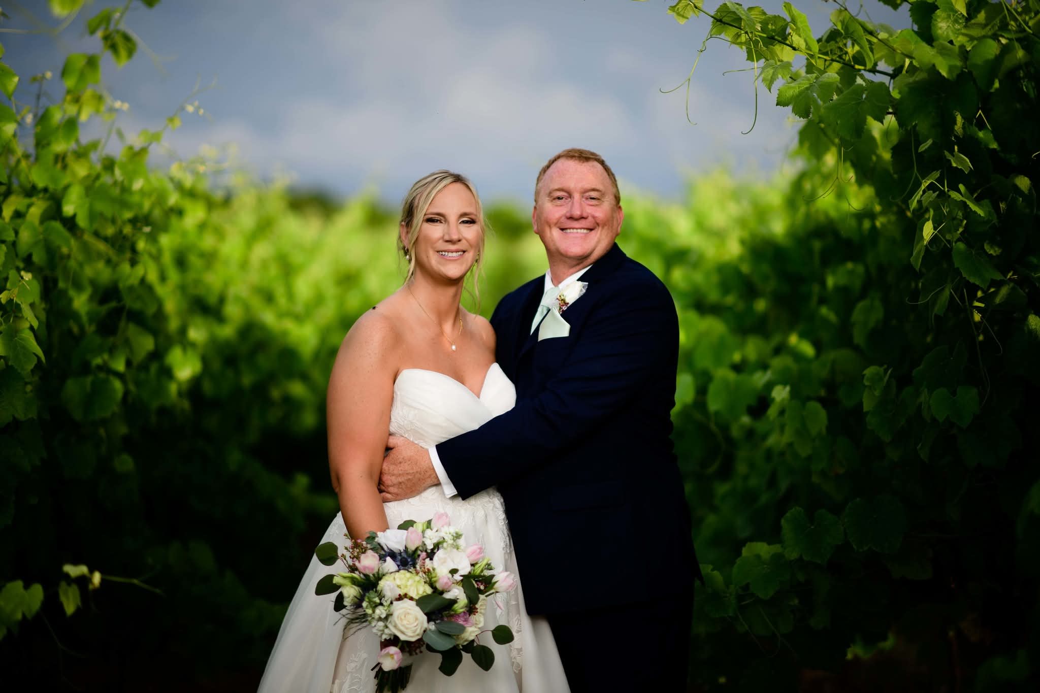 White and light pink with navy