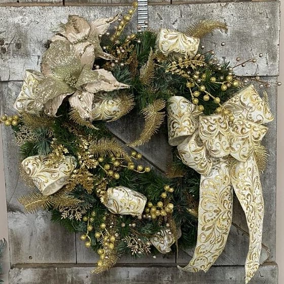 Opulent Gold Silk (Artificial) Wreath Flower Bouquet