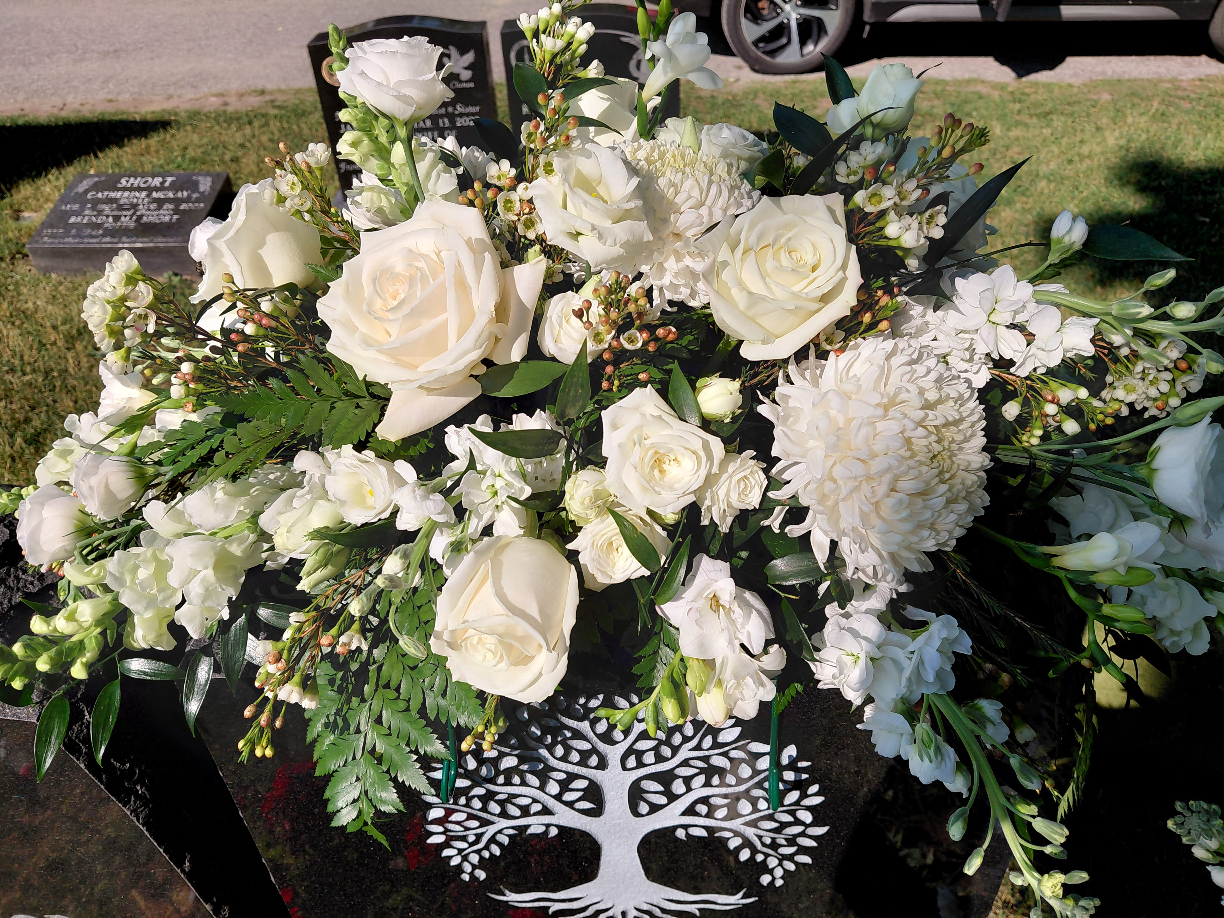 Grave stone topper arrangement