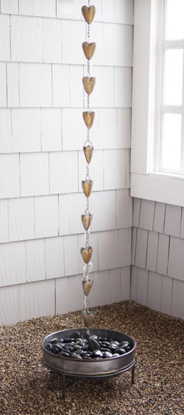 Patina heart Rain chain