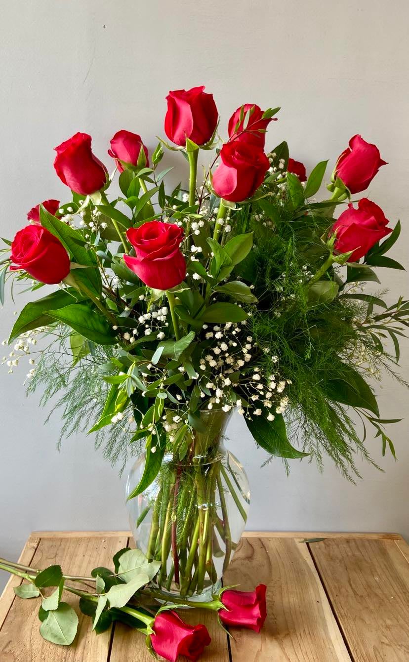 One Dozen Red Roses Flower Bouquet