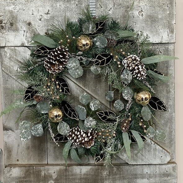 Midnight Spruce Silk (Artificial) Wreath Flower Bouquet